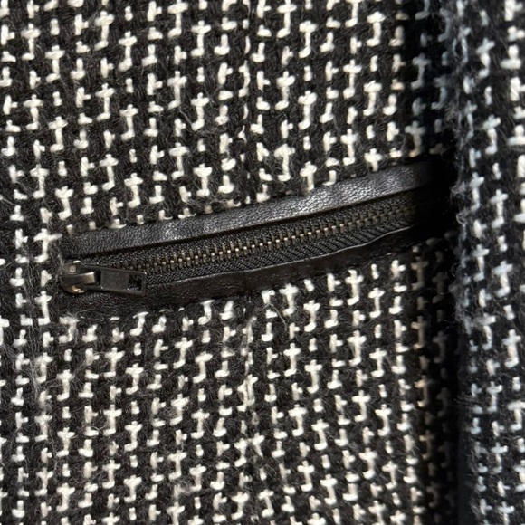 Sandro Tweed Moto Jacket Black & White Size L - Picture 7 of 11